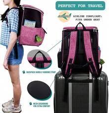Dog Travel Bag Backpack, Airline Approved Dog Bags For Traveling, Puppy Diaper Bag Supplies, Pet Camping Essentials Hiking Accessories Dog Mom Gift, Food Container, Collapsible Bowls, Pink - Pink - View 7