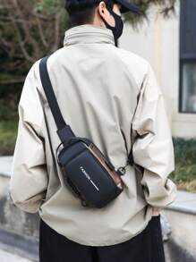 حقيبة صدر رجالية متعددة الوظائف بقفل كلمة مرور، حقيبة كتف عمل/رياضة يابانية الماركة، مناسبة لجميع المواسم والملابس الشارعية