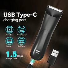 LEATVOOK Men's Body Trimmer, Electric Shaver, Electric Inguinal And Hair Trimmer, Ceramic Blade Male Hygiene Shaver Trimmer, Full Body Beauty,Perfect Christmas Gift. - 黑色 - 查看 9