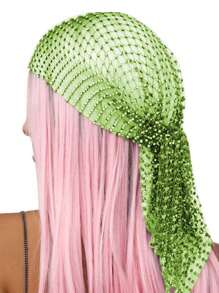 1 peça 45 cm Bandana para cabelo feminino, lenços de com strass para chapéus, lenço de rede de pesca