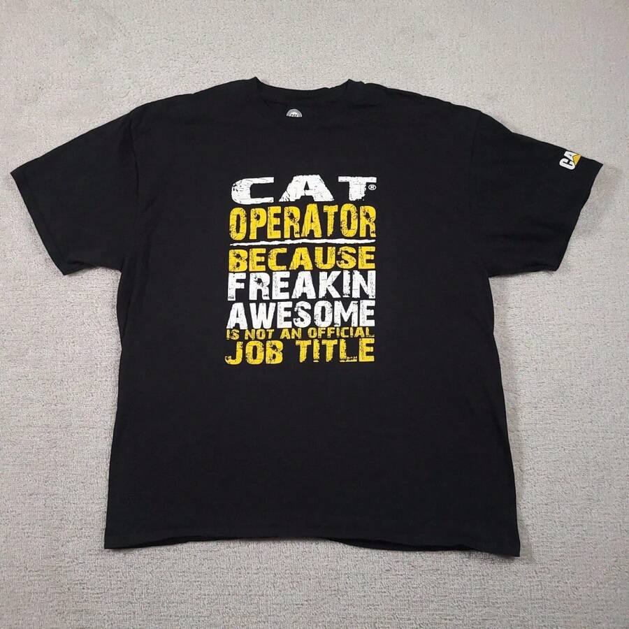 CAT Caterpillar Shirt Mens 2X Construction Work Black Funny Graphic Tee As Present - 黑色 - 查看 1