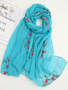 1pc Minimalist Elegant Delicate Embroidered Multi-Color Fashion Party/Travel Lightweight Scarf Shawl For Women, Spring/Summer - Multicolor - View 25