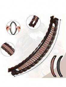 2 件复古简约编织香蕉发夹，百搭优雅发饰，适合浓密头发，可用于盘发、马尾辫、发髻、波浪 - 春夏新品，送给朋友的礼物，扁平爪夹、发夹、发夹 - 彩色 - 查看 2