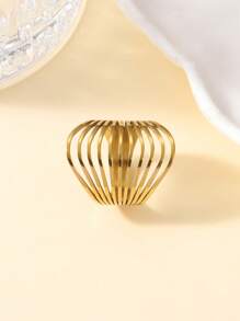 1 pièce Bague large minimaliste et de luxe en acier inoxydable à rayures multiples, accessoire de fête cadeau