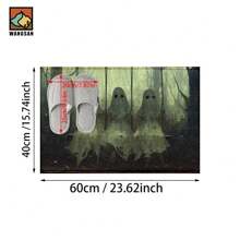1 pièce Tapis antidérapant de salle de bain avec motif de citrouille fantôme d'Halloween, en matériau de cachemire artificiel, avec décoration moelleuse, convient pour les portes, les salles de bain, les cuisines et autres occasions, lavable en machine, antidérapant, décoration quotidienne, peut être offert en cadeau