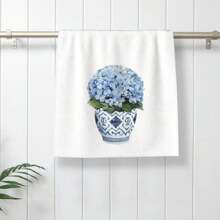 2pcs Vintage Floral Dish Towels Blue Ginger Jar Kitchen Cloths, Polyester Hand Towels With Flowers Pattern, Super Soft Woven Dishcloths, Machine Washable, Ideal For Holiday Gifts & Home Decor.