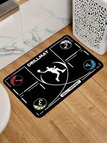 1 pièce Tapis d'entraînement de basketball - noir avec un design de terrain blanc et rouge. Excellent pour le salon, la chambre à coucher ou la décoration de la salle de gym à la maison. Équipement d'entraînement de basketball durable. Tapis de salon, tapis de sol, tapis de sol de salon, petit tapis de sol, tapis, décoration intérieure, grand tapis de salon