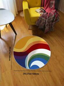 1 块客厅圆形地毯床边地毯可水洗抽象风格吸水防滑涤纶地垫可擦拭易清洁适用于客厅卧室办公室厨房浴室等室内场景入口地毯装饰地毯返校 - 彩色 - 查看 11