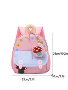 New Backpack With Mushroom Pattern, Suitable For Both Men And Women, Lightweight And Minimalist, Ideal For School Or Travel - Pink - View 5