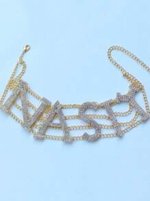 1 colar com strass da moda com a letra "NASTY", acessório de joia sexy para festa feminina