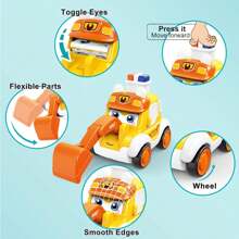 Juguete de coches para bebés de 3 años, coches de retroceso, juguete de empujar y avanzar para bebés, regalo de primer cumpleaños, vehículos a fricción con estera, juego de juguetes de vehículos a presión con diseños de dibujos animados, regalos