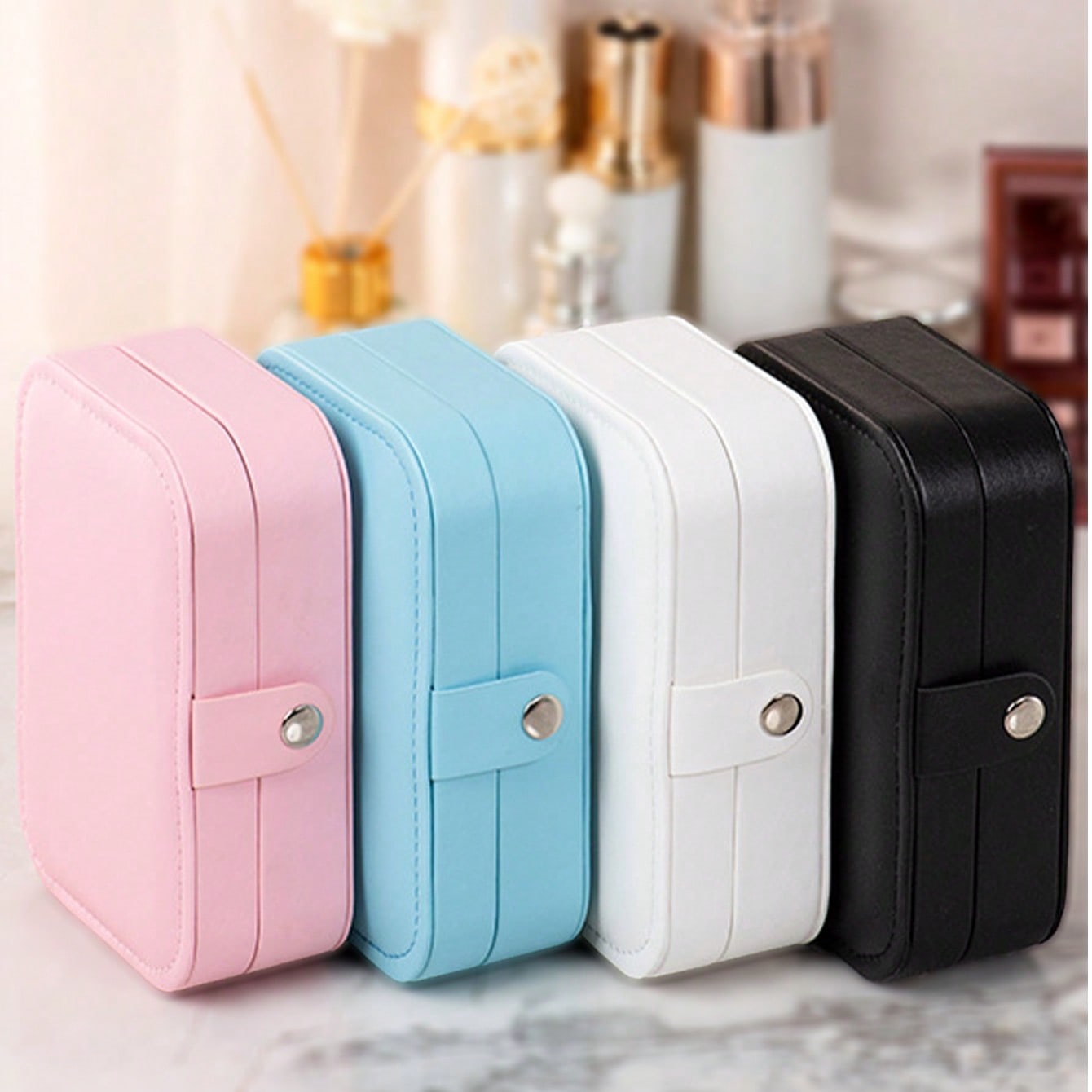 1pc Jewelry Storage Box, PU Leather Jewelry Display Case, Double Layer Waterproof Jewelry Organizer, Elegant Jewelry Box, Suitable For Earrings, Rings, Necklaces, Bracelets, Makeup Bag, Christmas, Halloween, Holiday Gift, Birthday Gift For Her