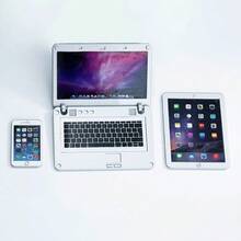 3件套 1:12 娃娃屋迷你金属电脑模型套装，迷你娃娃衣服配件小摆件，可爱迷你家具电子配件迷你装饰品，适用于家居、房间、游戏、派对，小礼物 - 金属笔记本电脑平板电脑 3 件套模型玩具 - 彩色 - 查看 12