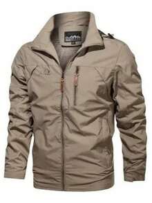 Men's Casual Waterproof Windbreaker, Men's Coats, Winter Coat, Hoodies, Camping, Hiking Jacket - 卡其色 - 查看 7