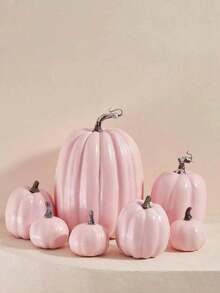 7pcs/4pcs/3pcs/1pc Artificial Pumpkins, Pumpkin Decorations, Halloween Fall Autumn Decor, Assorted Faux Rustic Decorative Pumpkins Pumpkins Foam Pumpkins,Fake Pumpkin, For Thanksgiving Table Centerpiece Mantle Kitchen Wedding Friends Giving Party Home Decor Best Gifts Birthday Fall Decor - Pink - View 6