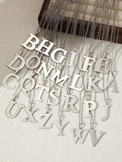 Aomogo 1入組簡約時尚不褪色26個字母不鏽鋼項鍊，男士生日和節日完美禮物