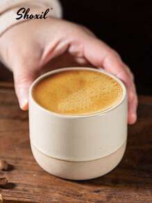 shoxil 1pc Ceramic Coffee Cup, Coffee Mug, Tea Cup, Tea Mug, Latte Mugs, Espresso Cups, Microwave And Dishwasher, Gifts, Used For Weddings, Festival - Beige - View 7