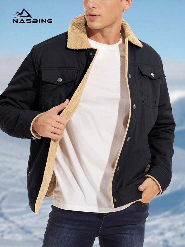 Herren Winterjacke Winddicht Wasserdicht Fleecegefüttert Multi Taschen Cargomantel Warme Oberbekleidung Wandern Camping Trucker Jacke