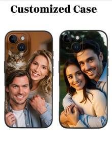 1pc Custom Photo Phone Case, Personalized Image On Black TPU Case, Compatible With Apple 16/15/14/13/12/11 Pro Max, 14/15/16 Plus, Galaxy S25/S24/S23/S22 Ultra Accessories. Full Protection Shock-Resistant Back Cover, Suitable As Anniversary, Valentine's, Birthday, Wedding, Thanksgiving, Father's Day, Couples, Friend Gift For Mom, Dad, Boyfriend, Girlfriend. - Black - View 2