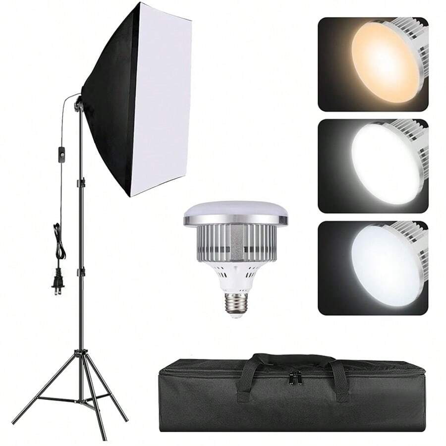45W 3 Colors Temperature Softbox Lighting Kit, Photography Studio Light With 19.7"X27.5" Reflector And Remote | Professional Photo Studio Equipment For Portrait Video - 19.7"X27.5" - 查看 1