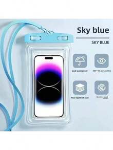 1个防水手机壳,休闲防水手机壳,PVC材质,荧光防水,适用于 15/14/13/12/11 Pro Max/XS Plus,兼容7.0英寸及以下三星Galaxy手机,防水手机干袋,海滩度假必备,适合夏季度假、潜水、游泳等户外活动。 - 彩色 - 查看 10