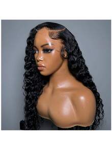 [蕾丝前片] 34 英寸长水波卷发长水波真人发假发 150% 密度 13x4 蕾丝前片 | 万圣节、化装舞会水波卷发自然色水波蕾丝前片假发 - 无胶设计、婴儿卷发假发水波假发女士深卷发派对用巴西湿波假发、蕾丝前片假发带水波前假发、适合所有场合、适合女性的圣诞礼物（鲍勃假发 8-16 英寸） - SNatural - 查看 2