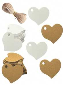 100 Pieces Blank Kraft Heart Gift Tags, Kraft Heart Gift Tags With Drawstrings, Hollow Baking & Clothing Labels, Blank Graffiti Hang Tags, Kraft Tags With String, DIY Blank Hang Tags For Wedding/Mother's Day/Party/Graduation, Gift Wrapping, Home Decoration, DIY Crafts, Baking Wrapping, Party Decoration, Valentine's Day