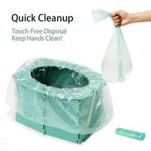 مقعد إفراز صغير محمول للأطفال قابل للطي لتدريب المرحاض، مع أكياس تنظيف قابلة لإعادة الاستخدام، مناسب للتخييم والسفر والأطفال الصغار