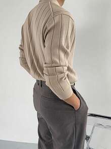 Áo len cổ polo thời trang công sở giản dị cho nam - Màu Khaki - Xem 2