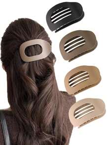 4 stuks/1 stuk minimalistische matte platte holle ellips grote haarklemmen, hoogwaardige elegante knot-opgestoken paardenstaartklemmen voor vrouwen, geschikt voor dagelijks gebruik, buiten, sport, bijeenkomsten, thuis, matchend, geweldig cadeau voor Moederdag, Pasen, Thanksgiving