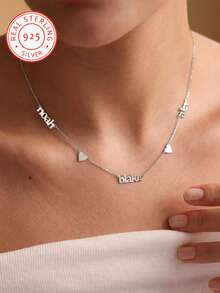 Collar con colgante de corazón de plata de ley 925 personalizado con múltiples nombres grabados, regalo para damas de honor - Multicolor - Ver 2