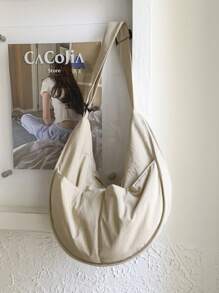 peach tree Large Capacity Crescent Shaped Shoulder Bag, Simple Solid Color Women Crossbody Bag, Adjustable Shoulder Strap, Zipper Closure, Fashion Spring Simple Solid Color Shoulder Bag, Adjustable Strap, Zipper Closure, Shoulder Bag Gift For Christmas, Scream, Young Casual Solid Color Sling Bag, Lightweight Large Capacity Shoulder Bag, Valentine's Day Gift, Peach Tree