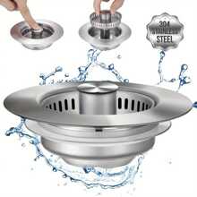 3-In-1 Stainless Steel Kitchen Sink Drain Strainer, Stopper & Odor Filter - Fit For US Standard 1/2 Inch Drains, Anti-Clogging Design With Multiple Compartments For Efficient Drainage, Kitchen Sink Accessory | Modern Sink Design | Highquality Steel