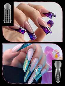 EBANKU Dual Form Kit, 192PCS Poly Gel Forms For French Nails, 96PCS Reusable Silicone Pads, 5PCS Clips, Brush Pen, Files Buffer, Extension Kit For Beginner - 4 Shapes & Nail Tools - View 2