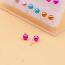 36颗彩色糖果色可爱6毫米仿珍珠耳钉套装