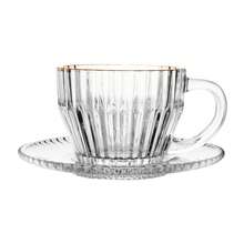 Conjunto 4 Xícaras de Café de Vidro com Fio de Ouro Imperatriz 110ml Wolff - Transparente - Visão 3