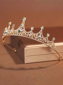 1pc Elegant Palace Style Rhinestone Studded Crown, Suitable For Performance, Birthday, Party, Flower Girl, Photo Shooting, High-End Decorative Kids Hair Accessory