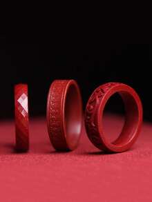 风水朱砂戒指，真品朱砂戒指，复古中国风高朱砂含量紫金砂戒指，优雅装饰，男女皆宜，馈赠亲友的完美礼物，象征好运、财富和健康