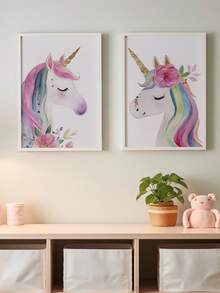 1pc Baby Room Decor Nursery Wall Art.Unicorn Mural, Unicorn Kids Room Decor, Girls Bedroom Mural, Whimsical Unicorn Poster, Kids Room Digital Wall Art, Playroom Decor, Toddler Room Prints, Eclectic Nursery Wall Art.Baby Nursery - Cute And Playful Children's Decor.Various Sizes 20-70cm, Framed Or Unframed Available, Perfect For Baby Room Decor.Home Decor, Summer Wall Art - Multicolor - View 8