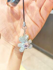 Pink Full Diamond Cherry Phone Pendant Shining Full Diamond Cute Cherry Phone Hanging Rope Cute Gourd Phone Hanging Rope - Multicolor - View 3