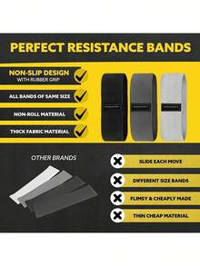 Zestaw 3-częściowych taśm oporowych z tkaniny do ćwiczeń z przewodnikiem po taśmach ćwiczeniowych, taśmy ćwiczeniowe, zestaw taśm oporowych do ćwiczeń bioder, ud, pośladków, nóg, pilates flexbands, taśmy ćwiczeniowe do nóg i pośladków, joga, pilates, rehabilitacja, fitness i trening domowy