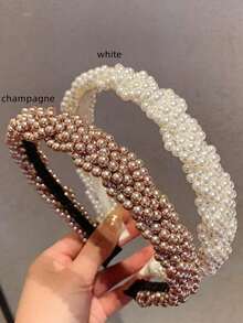 2pcs/1pc Vintage Faux Pearl Headband, Fashionable Elegant Minimalist Style, Sweet Outgoing Versatile Headband, Women Hair Accessories Suitable For Daily, Outing, Gathering, Dating,Hairband,Hair Hoop,Hairband,Hair Hoop Headbands Head Accessories - Multicolor - View 3