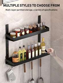 1pc Multifunctional Wall-Mounted Spice Rack - Rust-Proof Metal Hanging Storage Rack For Kitchen Cabinet And Behind The Door - Kitchen Accessories And Home Decoration - Multicolor - View 4