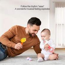 1 Stück Babyrassel Maracas Spielzeug - geeignet für Lernspielzeug in der frühen Kindheit, kann Griffstärke und Motorik fördern, auditive und visuelle Entwicklung anregen, Eltern-Kind-Interaktion, frühe Bildung, Greifen und Kopfheben Übung, ideales Sensorikspielzeug, Geburtstags- und Feiertagsgeschenk