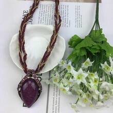 复古波西米亚风格复古水滴猫眼石项链毛衣链。 - 葉子 - 查看 6