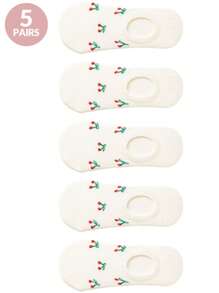5/10 paires de chaussettes fines pour femmes au printemps et en été, chaussettes invisibles avec motifs de fruits de dessins animés, chaussettes basses blanches de type bateau, chaussettes à bouche peu profonde, chaussettes fines d'été à bouche peu profonde et invisibles de type bateau, chaussettes courtes