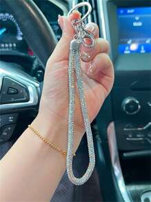 Cordón de teléfono con strass de moda, soporte de llaves con cristales brillantes para mujer, correa para la muñeca resistente para mochila escolar