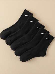 1 双/5 双/6 双/10 双/20 双女士休闲环中筒袜，简约舒适，适合日常穿着，男女通用长袜