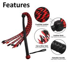 2-Pack Genuine Cowhide Thick Leather Floggers - 9 Tails Each With Heavy Thuddy Impact