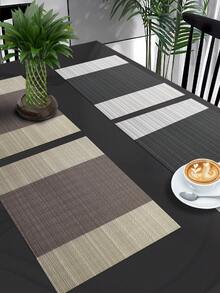 2/4/6/8/12pcs Woven Striped Placemats, Hollow Drain Tea Coasters, PVC Material 11.8in X 17.7in Heat-Insulating Mats, Washable, Trimmable, Easy To Clean, Wipe-Able, Non-Slip, Heat-Resistant, Suitable For Gifts, Room Decor, Dining Table Decor, Home Decor, Birthday Decor, Wedding Decor, Outdoor Decor, Picnic Decor